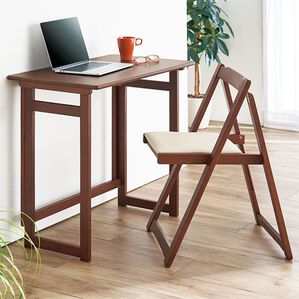「折りたたみデスク＆チェア２（デスク・学習机）」｜ブラウン