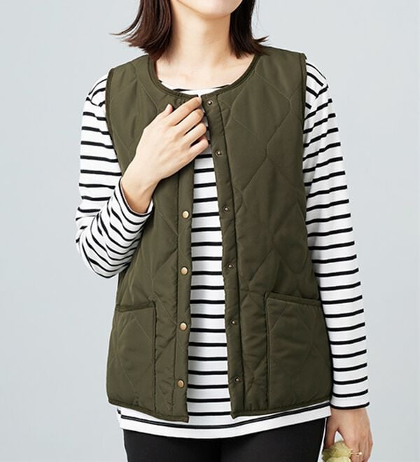 BELLUNA（ベルーナ）の「【洗える！】裏ファー素材中わたキルトベスト（ベスト）」｜詳細画像