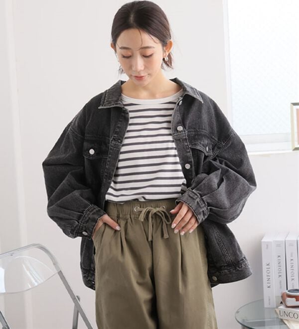 A HAPPY MARILYN（アハッピーマリリン）の「【Ｌ～８Ｌ】ゆったりシルエットのオーバーサイズデニムジャケット（その他ジャケット）」｜詳細画像