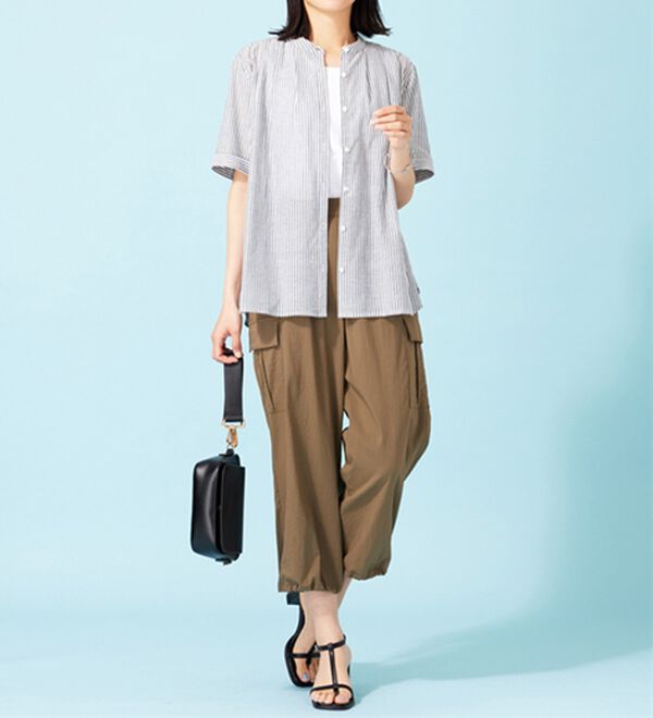 BELLUNA（ベルーナ）の「綿１００％バンドカラーシャツブラウス（ブラウス）」｜詳細画像