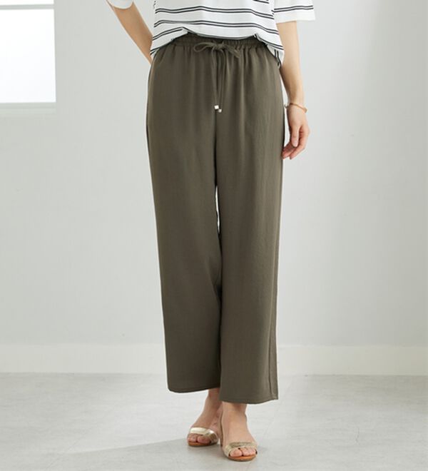 BELLUNA（ベルーナ）の「【快適Ｌａｂ．】お手入れ楽々ビンテージ調素材ワイドパンツ（ワイドパンツ・ガウチョ）」｜詳細画像