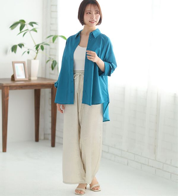 A HAPPY MARILYN（アハッピーマリリン）の「【Ｌ～６Ｌ】綿１００％ゆったりシルエットシャツ【風通るクラシック】（シャツ）」｜詳細画像