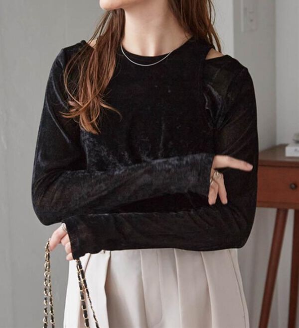 RANAN（ラナン）の「２ＷＡＹレイヤードシアーベロアトップス（カットソー）」｜詳細画像