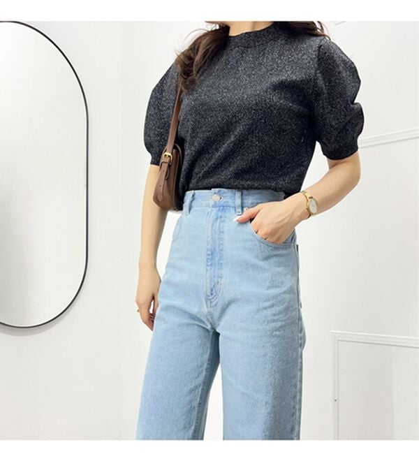 GeeRA（ジーラ）の「オリジナルパッチハイウエストデニム（ワイドパンツ・ガウチョ）」｜詳細画像