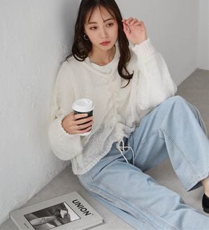 RANAN（ラナン）の「モヘアライク２ＷＡＹギャザーニット（ニット・セーター）」｜アイボリー