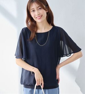 alotta（アロッタ）の「インナー付きドルマンブラウス（ブラウス）」｜ネイビー