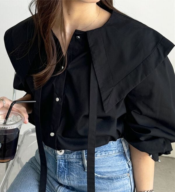 GeeRA（ジーラ）の「ケープ衿シャツブラウス（ブラウス）」｜詳細画像