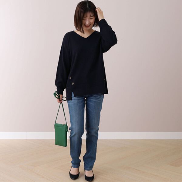 BELLUNA（ベルーナ）の「ミラノリブサイドボタン使いプルオーバー（ニット・セーター）」｜詳細画像