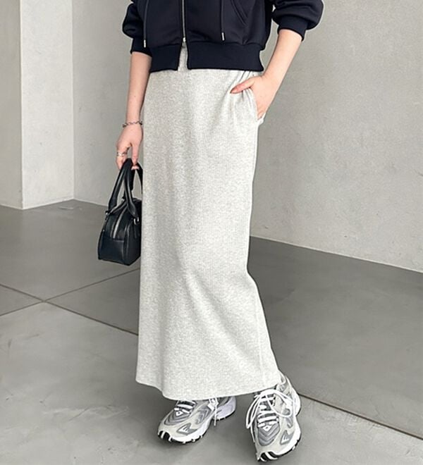 GeeRA（ジーラ）の「【着回し力◎】楽ちんすっきり見え！リブロングスカート（ロングスカート）」｜詳細画像