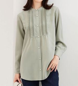 BELLUNA（ベルーナ）の「パール使いピンタックデザインチュニック（チュニック）」｜ミント