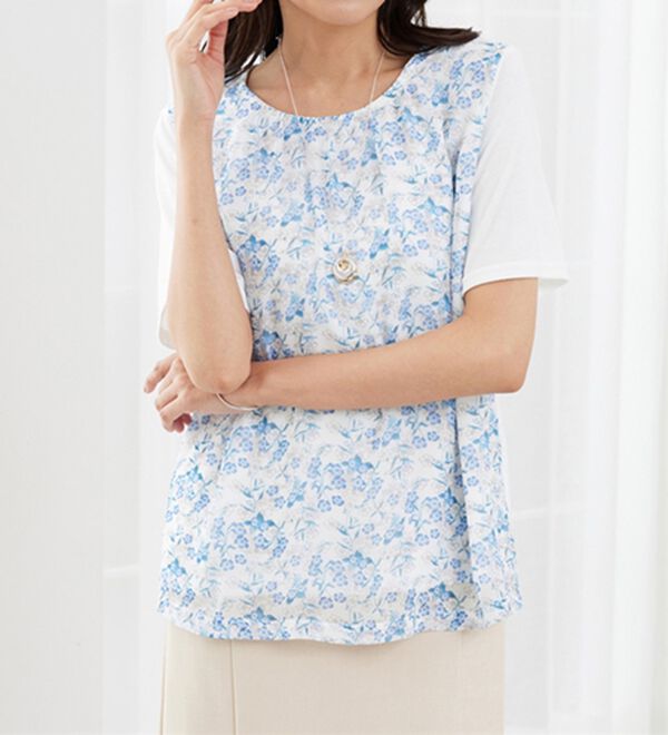 BELLUNA（ベルーナ）の「シフォンプリントカーディガンアンサンブル（アンサンブル）」｜詳細画像