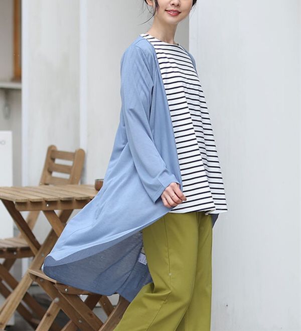 A HAPPY MARILYN（アハッピーマリリン）の「【Ｍ～８Ｌ】【ＵＶカット】長袖トッパーカーディガン（ニットカーディガン）」｜くすみブルー