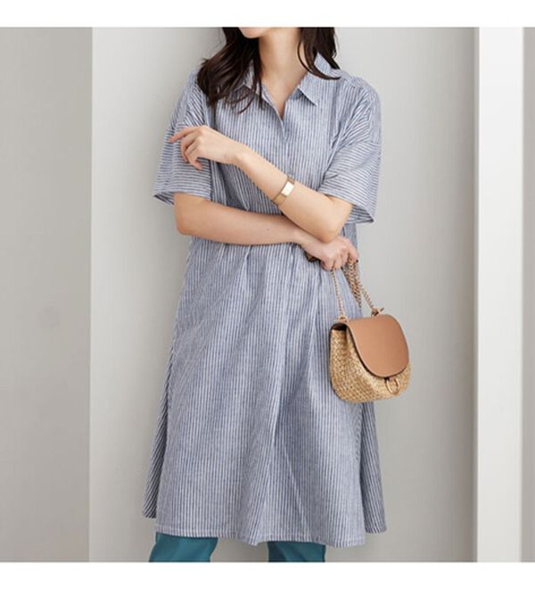 BELLUNA（ベルーナ）の「機能付リネン混スキッパーワンピース（カットソーワンピース）」｜詳細画像