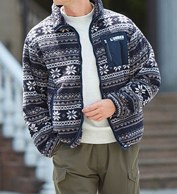 「総柄ボアブルゾン（メンズブルゾン）」｜詳細画像