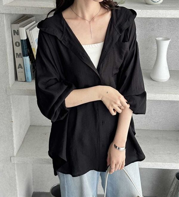 GeeRA（ジーラ）の「フード付きオーバーサイズシャツ（シャツ）」｜詳細画像