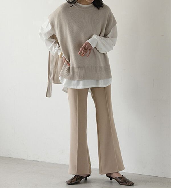 GeeRA（ジーラ）の「楽ちんストレッチ美ラインフレアーパンツ（フルレングスパンツ）」｜詳細画像