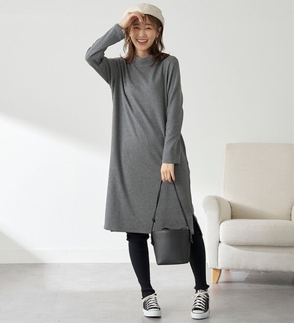 BELLUNA（ベルーナ）の「まるで着る毛布！静電防止付裏ファーお出かけワンピース（カットソーワンピース）」｜詳細画像