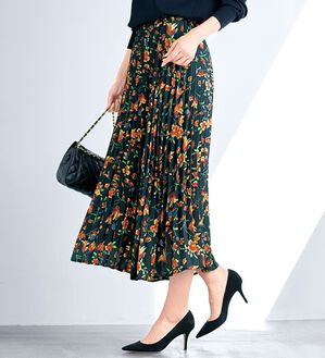 VINNO（ヴィノ）の「上品花柄プリーツスカート（ロングスカート）」｜詳細画像