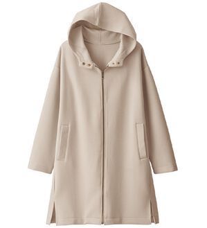 BELLUNA（ベルーナ）の「衿デザインツイルロングパーカー（パーカー）」｜オフベージュ