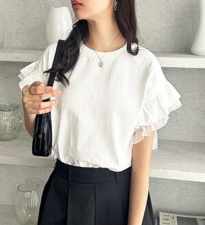 GeeRA（ジーラ）の「接触冷感袖フリルカットソー（カットソー）」｜詳細画像
