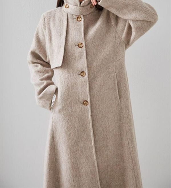 RANAN（ラナン）の「2WAYフレアーステンカラーシャギーコート（ロングコート）」｜詳細画像