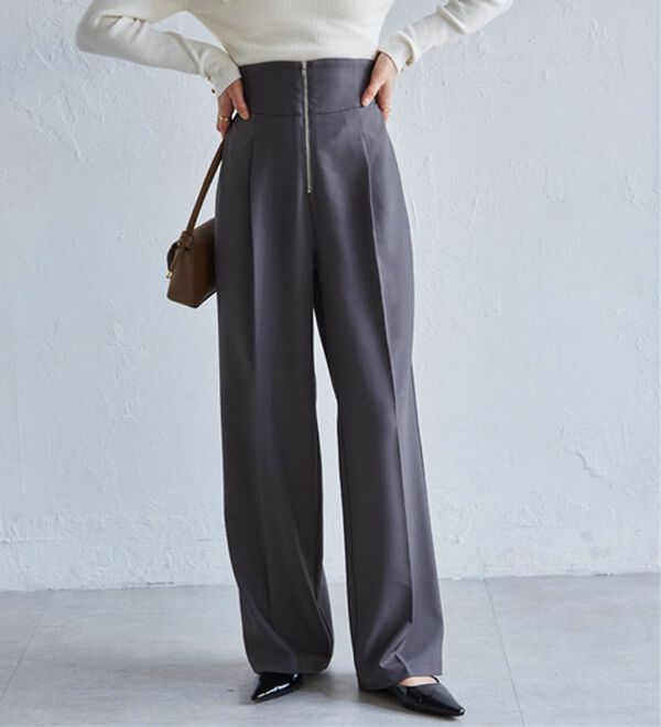 RANAN（ラナン）の「ハイウエストジップワイドパンツ（ワイドパンツ・ガウチョ）」｜詳細画像