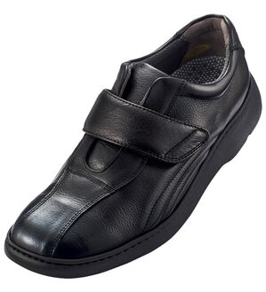 「ソフト牛革　日本製快適ウォーキング（メンズスニーカー）」｜面テープブラック