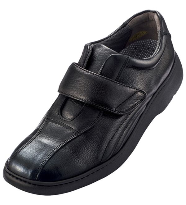 「ソフト牛革　日本製快適ウォーキング（メンズスニーカー）」｜面テープブラック