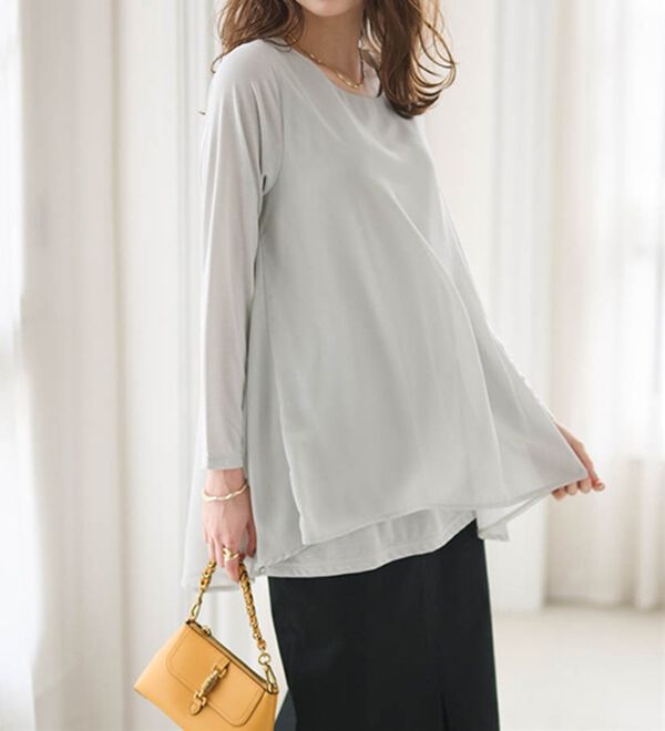 RANAN（ラナン）の「異素材切替フレアーチュニック（チュニック）」｜詳細画像