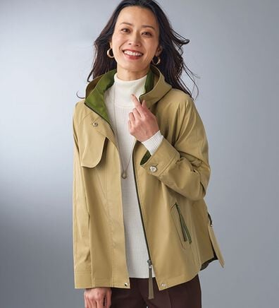 BELLUNA（ベルーナ）の「ダブルフェイス素材配色デザインコート（ハーフコート）」