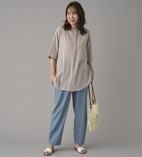 BELLUNA（ベルーナ）の「レーヨン麻入りゆったりワイドパンツ（フルレングスパンツ）」｜詳細画像