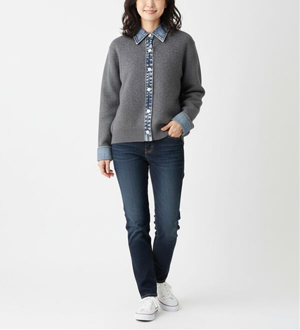 BELLUNA（ベルーナ）の「【重ね着風】デニム&times;ニット切替ジャケット（その他ジャケット）」｜詳細画像