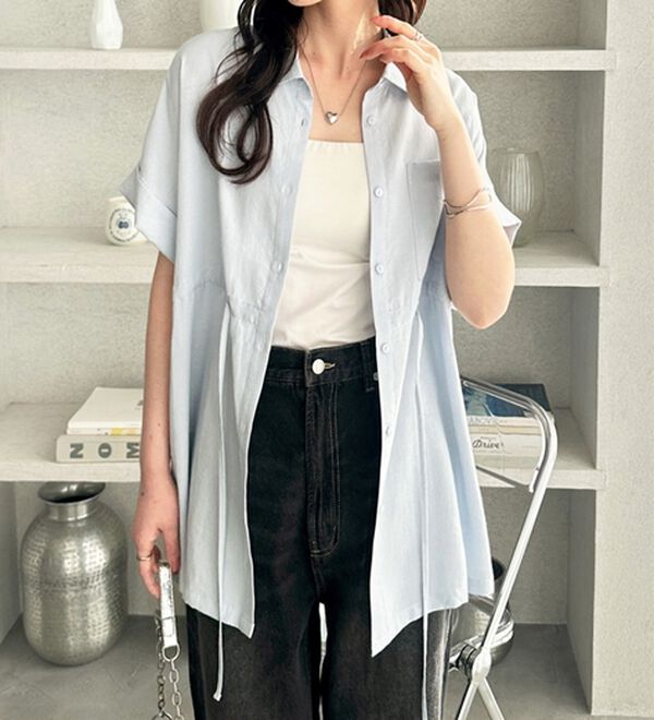 GeeRA（ジーラ）の「２ｗａｙウエストリボンシャツチュニック（チュニック）」｜詳細画像