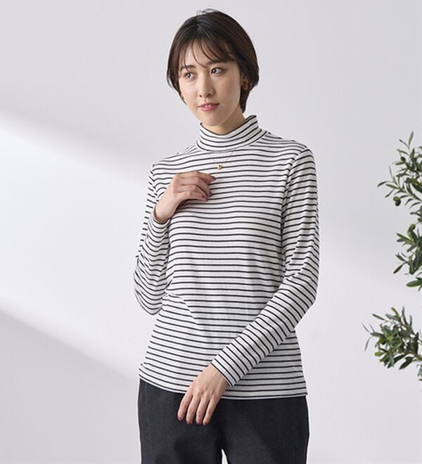 BELLUNA（ベルーナ）の「綿混リブハイネックプルオーバー（カットソー）」｜詳細画像