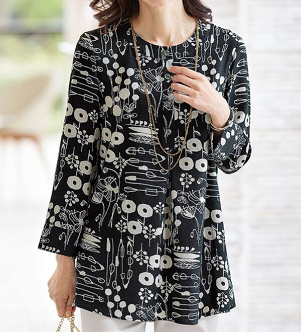 BELLUNA（ベルーナ）の「ナチュラル柄プリントブラウス（ブラウス）」｜詳細画像