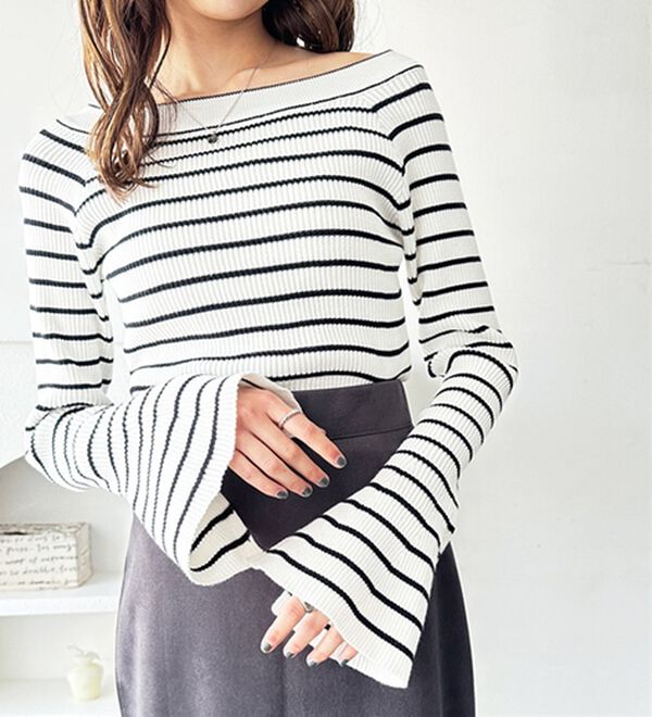 GeeRA（ジーラ）の「バレエネックフレアスリーブニット（ニット・セーター）」｜詳細画像