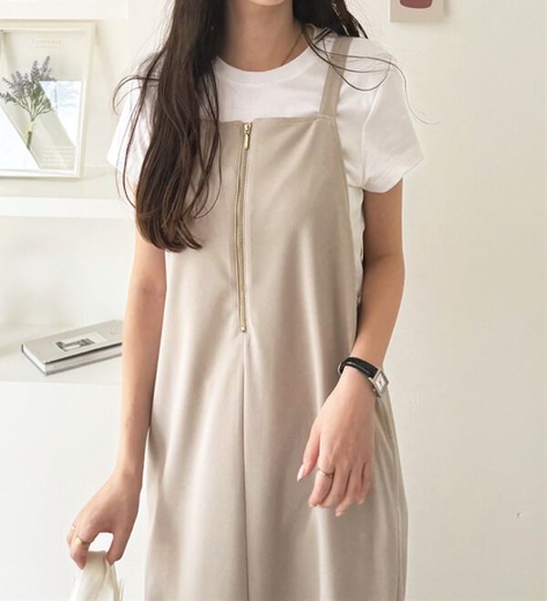 GeeRA（ジーラ）の「ハーフジップキャミワンピース（カットソーワンピース）」｜詳細画像