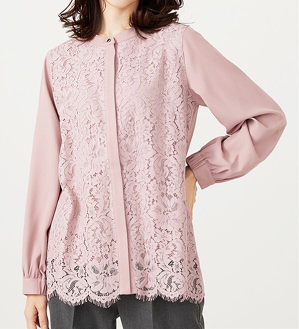 BELLUNA（ベルーナ）の「上品スカラップレース使いシャツチュニック（チュニック）」｜詳細画像