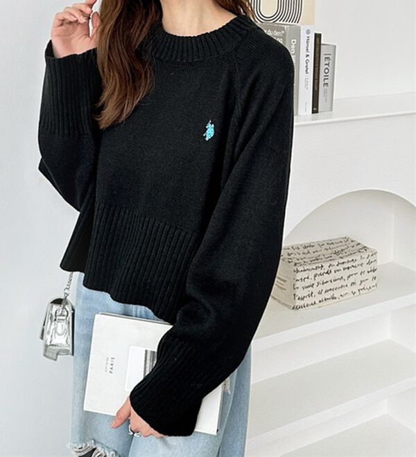 GeeRA（ジーラ）の「【ＵＳ．ＰＯＬＯ　ＡＳＳＮ】ショート丈ニット（ニット・セーター）」｜詳細画像