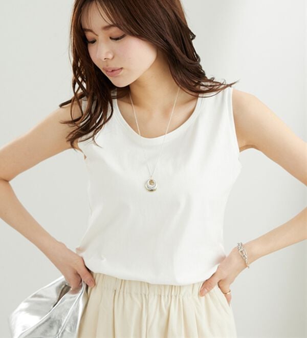 BELLUNA（ベルーナ）の「ヒンヤリ！綿１００％サマ見えタンクトップ（タンクトップ・キャミソール）」｜詳細画像