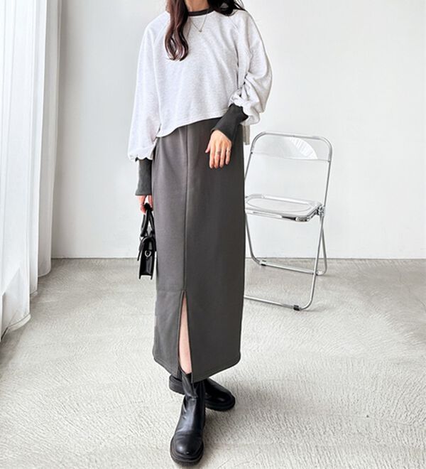 GeeRA（ジーラ）の「配色裏毛スウェットセットアップワンピース（カットソーワンピース）」｜詳細画像