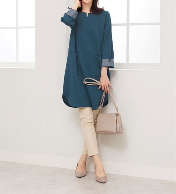 BELLUNA（ベルーナ）の「ポケット付ボーダージャカードワンピース（その他ワンピース）」｜詳細画像