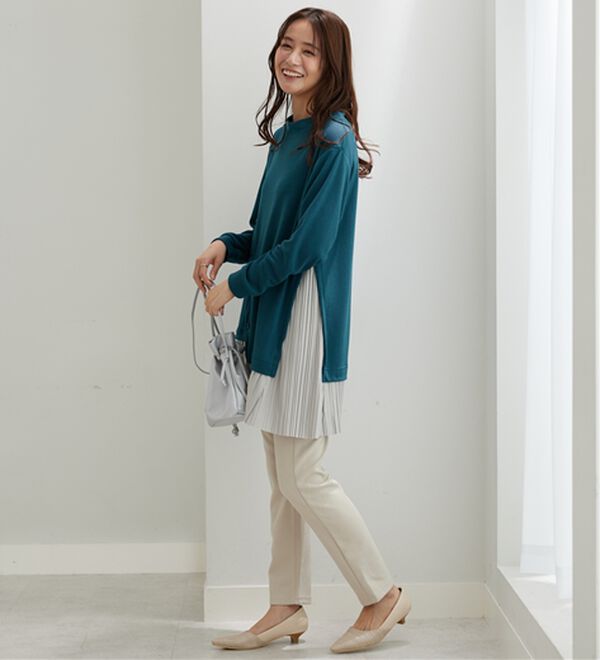 BELLUNA（ベルーナ）の「裾プリーツ切替ボタン使いチュニック（チュニック）」｜詳細画像