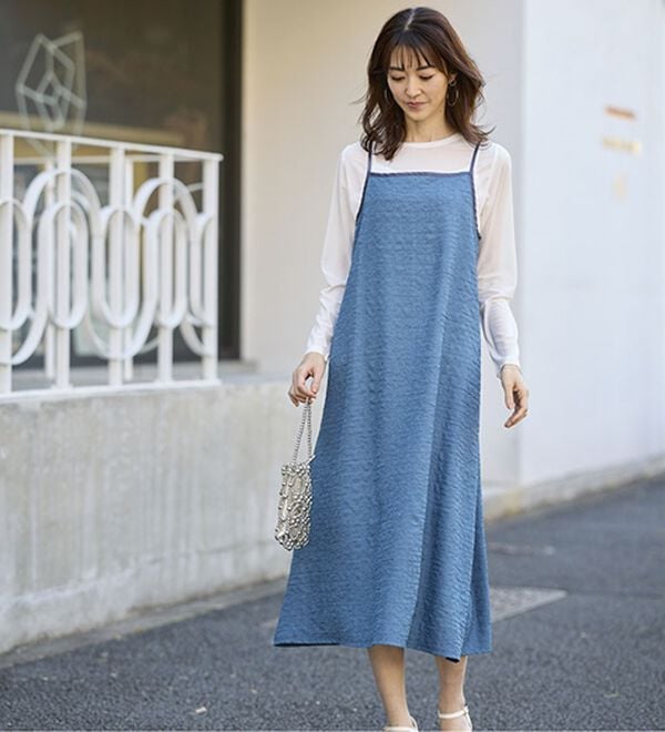 BELLUNA（ベルーナ）の「夏のコーデに悩まない！インナー付ジャカードキャミワンピ（カットソーワンピース）」｜詳細画像