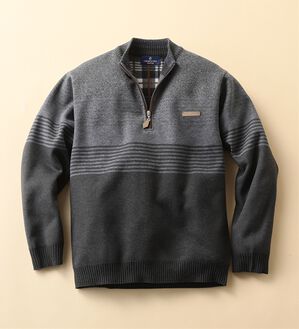 「洗えるパネル柄裏フリースセーター（メンズニット・セーター）」｜チャコール