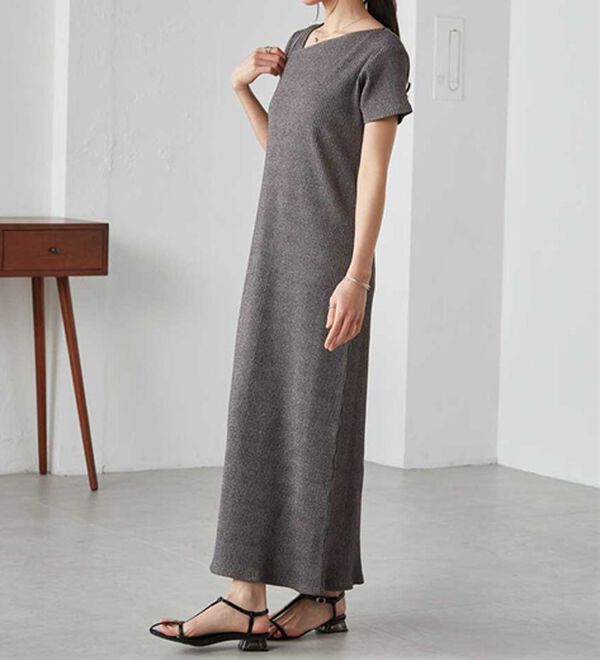 RANAN（ラナン）の「アシメネックハーフスリーブリブワンピース（その他ワンピース）」｜詳細画像