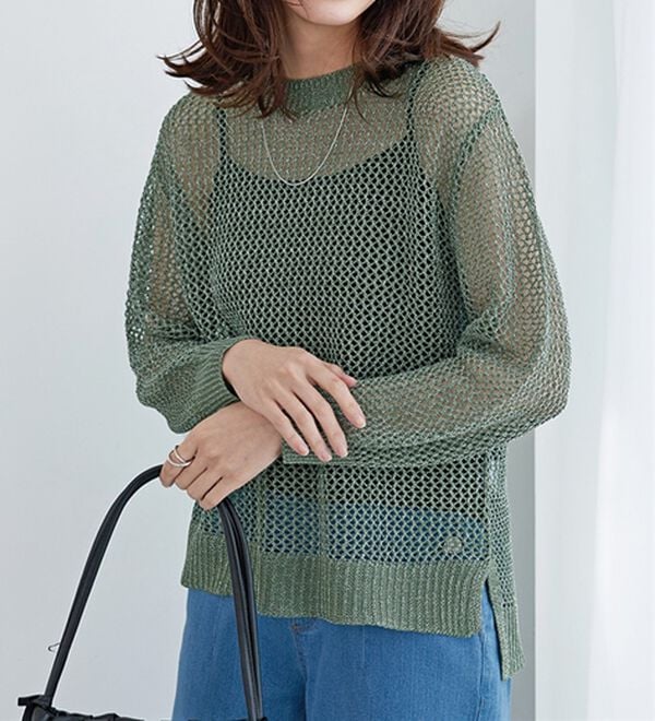 BELLUNA（ベルーナ）の「ラメメッシュニットプルオーバー（ニット・セーター）」｜詳細画像