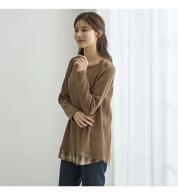 BELLUNA（ベルーナ）の「異素材重ね着風チュニック（チュニック）」｜詳細画像