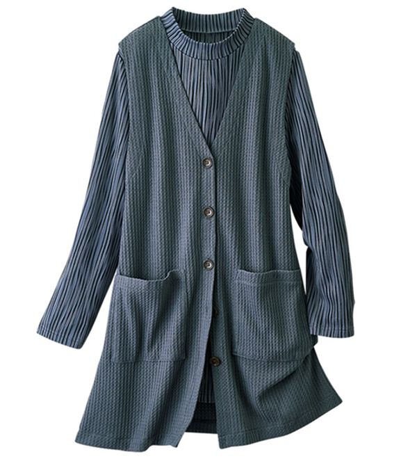 ルフラン（ルフラン）の「ジャカード素材チュニック＆ベストセット（アンサンブル）」｜グレー系