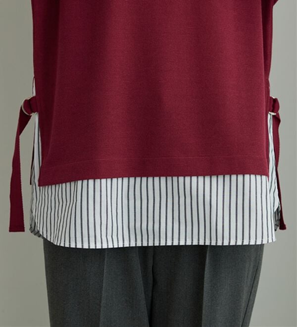 BELLUNA（ベルーナ）の「ラメストライプシャツフェイクチュニック（チュニック）」｜詳細画像